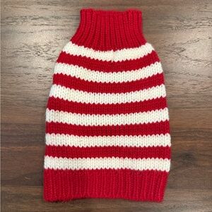 Striped Red and White Dog Sweater with Christmas Vibes!